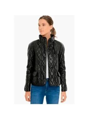 Tuckernuck Black Quilted Brooklyn Jacket XS Women's Faux Leather Button Front